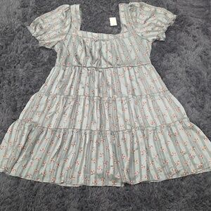 Francesca's Collections- Sage Green Floral Dress. Size XL. NWT!